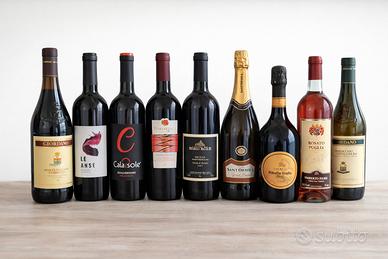 Lotto 9 bottiglie di vino – DOC, IGT, spumante e r