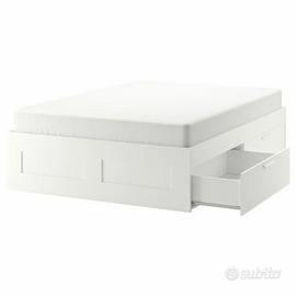 IKEA BRIMNES Letto con cassetti, bianco, 160x200
