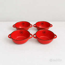 Rose & Tulipani – 4 ciotole rosse  con manici