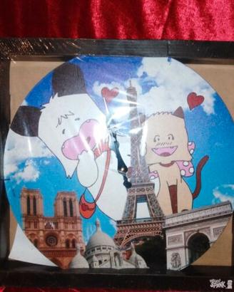 Orologio tela da parete Hello Spank Micia a Parigi