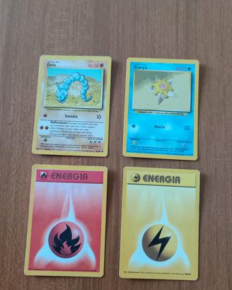 lotto 4 carte pokemon vintage italiane set base wo