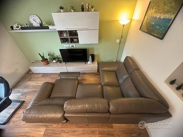 Divano poltrone sofá pelle nuovo con relax elettr