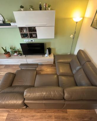 Divano poltrone sofá pelle nuovo con relax elettr