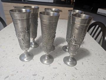 Set 6 calici vintage tedeschi  “Rein Zinn"