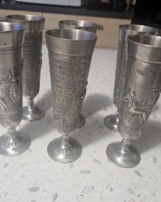 Set 6 calici vintage tedeschi  “Rein Zinn"