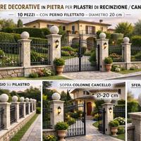 Antiche sfere decorative in pietra per pilastri