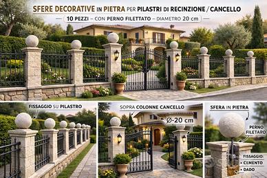 Antiche sfere decorative in pietra per pilastri