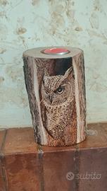 portacandela in legno fatto a mano