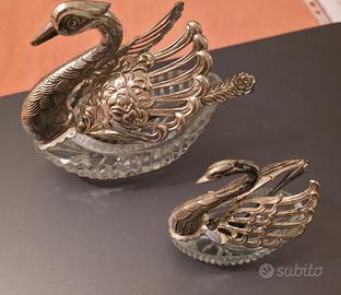 Saliera e Pepiera Vintage Argento 800 e Cristallo