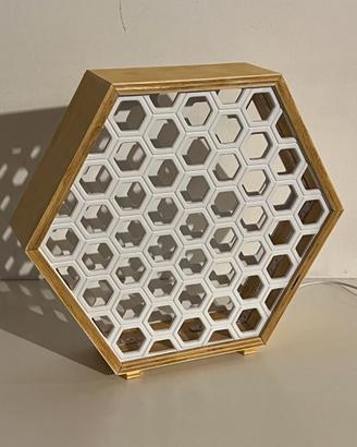 Lampada LED in legno Esagono Alveare Nido d'Ape