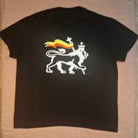 T-shirt nera Leone Rastafari