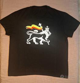 T-shirt nera Leone Rastafari