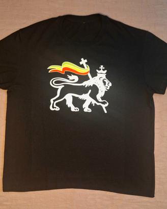 T-shirt nera Leone Rastafari