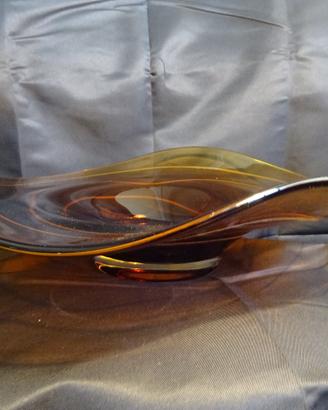 CENTROTAVOLA MOSSO AMBRATO VETRO MURANO VINTAGE