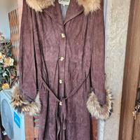 Cappotto in Pelle Scamosciata con Pelliccia