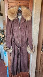 Cappotto in Pelle Scamosciata con Pelliccia