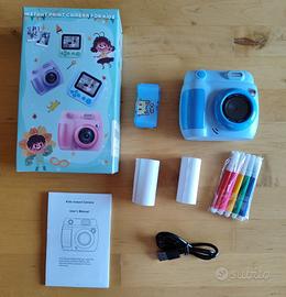 Fotocamera blu con stampante per bambini - Nuova