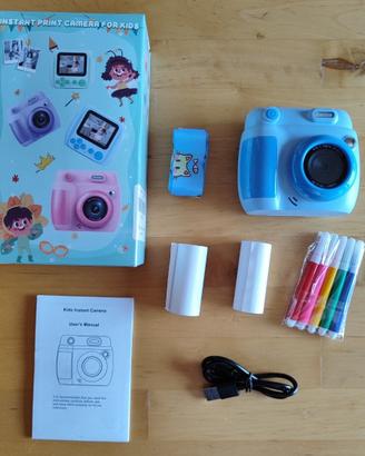 Fotocamera blu con stampante per bambini - Nuova