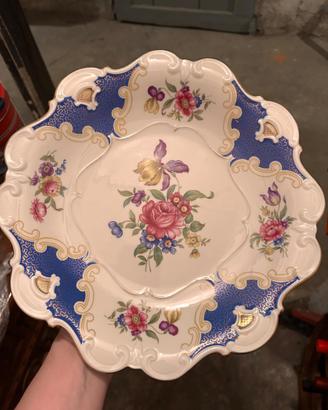 Eschenbach piatto antico blu motivi floreali