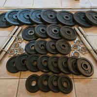 Set dischi ghisa 32mm + 4 manubri + bilanciere