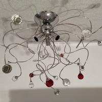 Lampadario Moderno in Acciaio e Vetro 