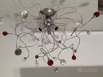 Lampadario Moderno in Acciaio e Vetro 