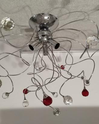Lampadario Moderno in Acciaio e Vetro 