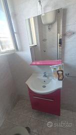 Mobile bagno completo Fucsia con lavabo, specchio