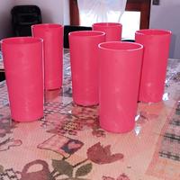 6 bicchieri rosa in vetro