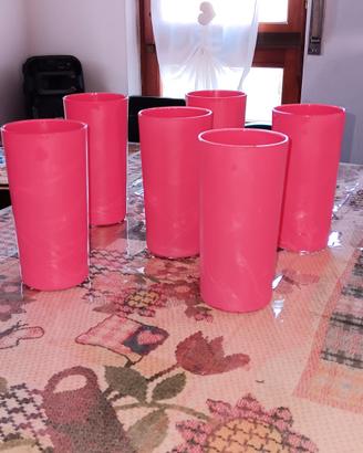 6 bicchieri rosa in vetro