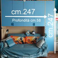 Armadio a ponte con libreria e cassettiera