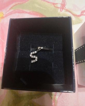 anello Argento con cristalli e ciondolo lettera S
