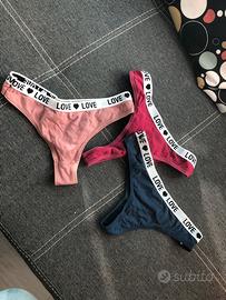 Set 3 perizomi donna cotone sportivi elastico LOVE