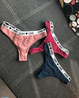 Set 3 perizomi donna cotone sportivi elastico LOVE