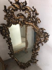 Specchio vintage intarsio lavorato a mano anni 60