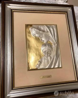 Quadro Argento e Oro Madonna Con Bambino