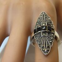 Splendido anello Art Deco argento onice