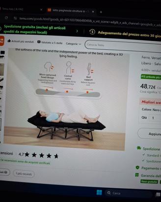 A lettino con materassino richiudibile