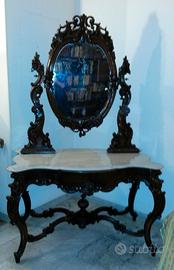 Consolle antica fine ‘800 in legno e marmo