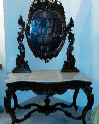 Consolle antica fine ‘800 in legno e marmo