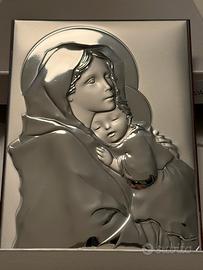 Quadro Madonna con bambino in argento