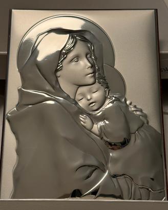 Quadro Madonna con bambino in argento