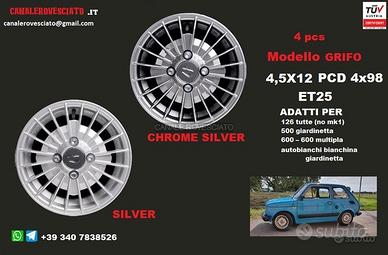 Cerchi grifo silver 4,5x12 4x98 et25