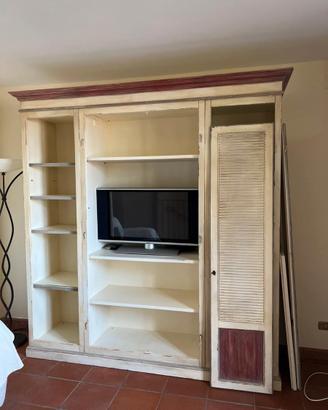 Mobile libreria armadio porta tv shabby chic