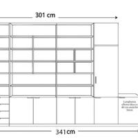 Parete attrezzata libreria in legno 341x262,5cm
