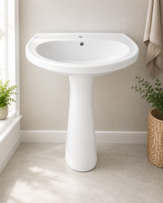 Lavabo bianco con colonna – semplice