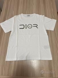 Dior x Sorayama maglietta bianca logo metallo S