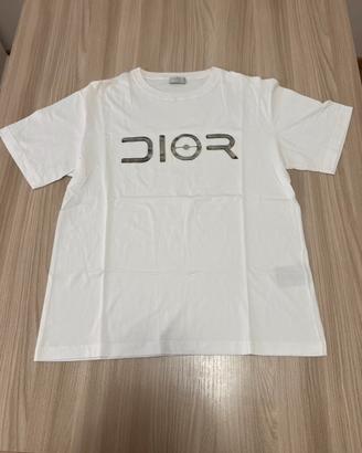 Dior x Sorayama maglietta bianca logo metallo S