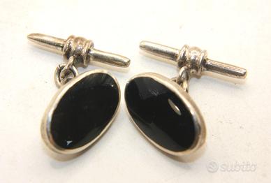 Esclusivi gemelli Vintage argento onice