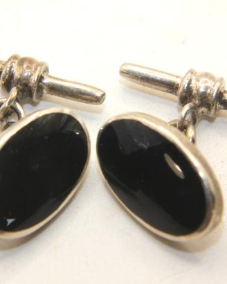 Esclusivi gemelli Vintage argento onice